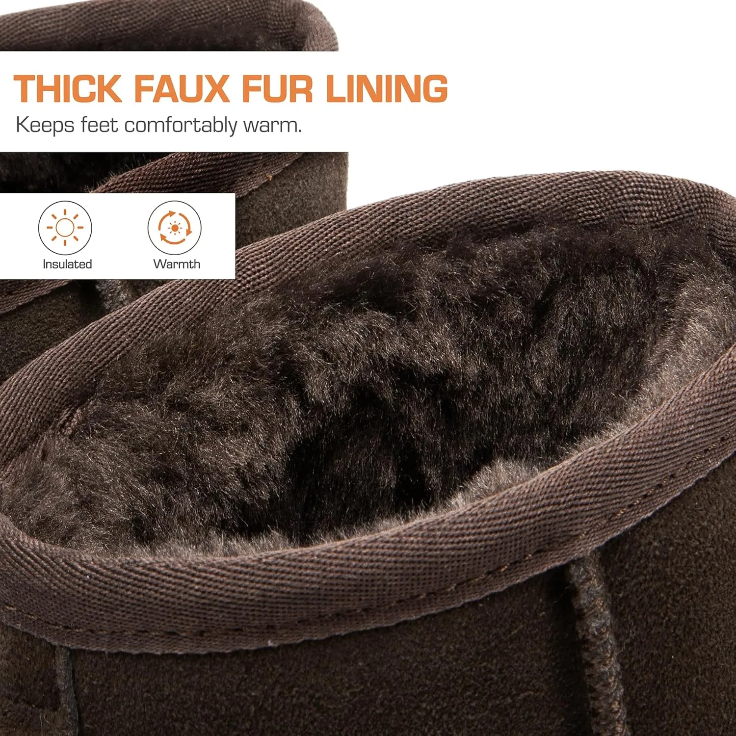 DREAM PAIRS Snow Boots for Women Genuine Suede Faux Fur Lining Water Resistant Anti-Slip Warm Winter Booties Slip On Memory Foam Comfort Ankle Boots FuzzyClassicⅡ Low Boots