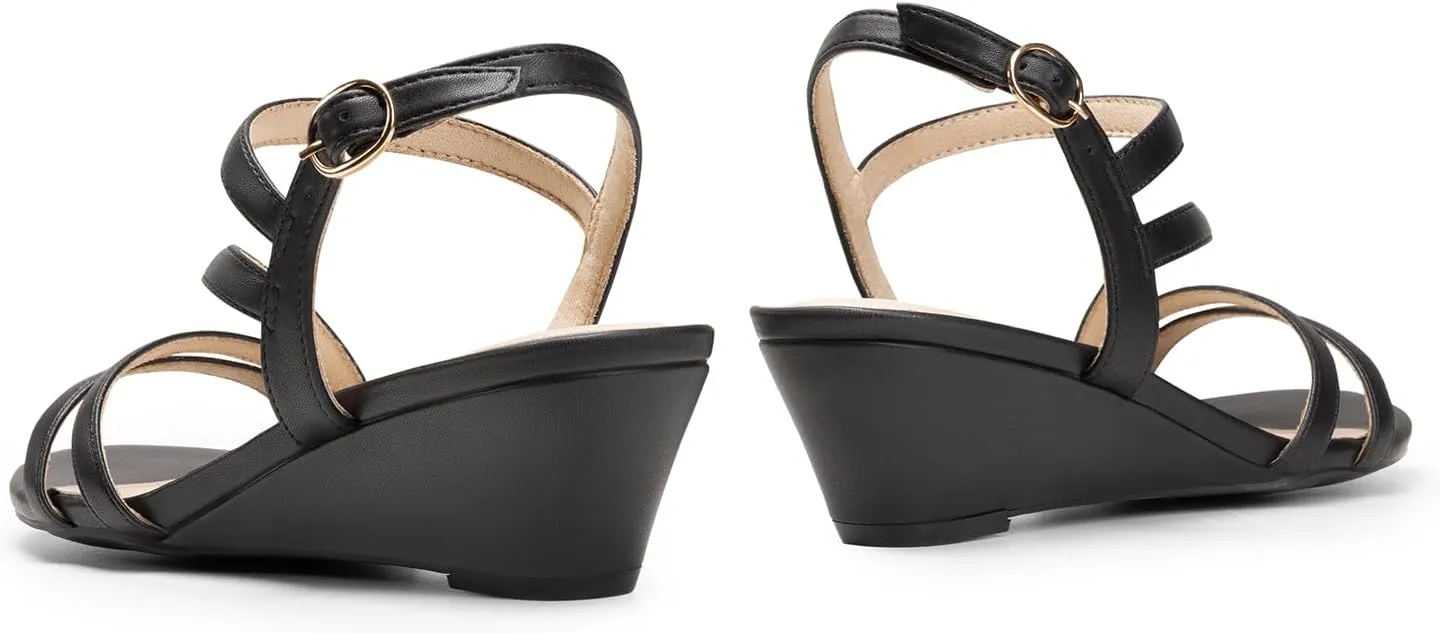 DREAM PAIRS Strappy Wrapped Dressy Wedge Sandals, Comfortable Ankle Strap Open Toe Evening Dress Wedding Dance Summer Shoes