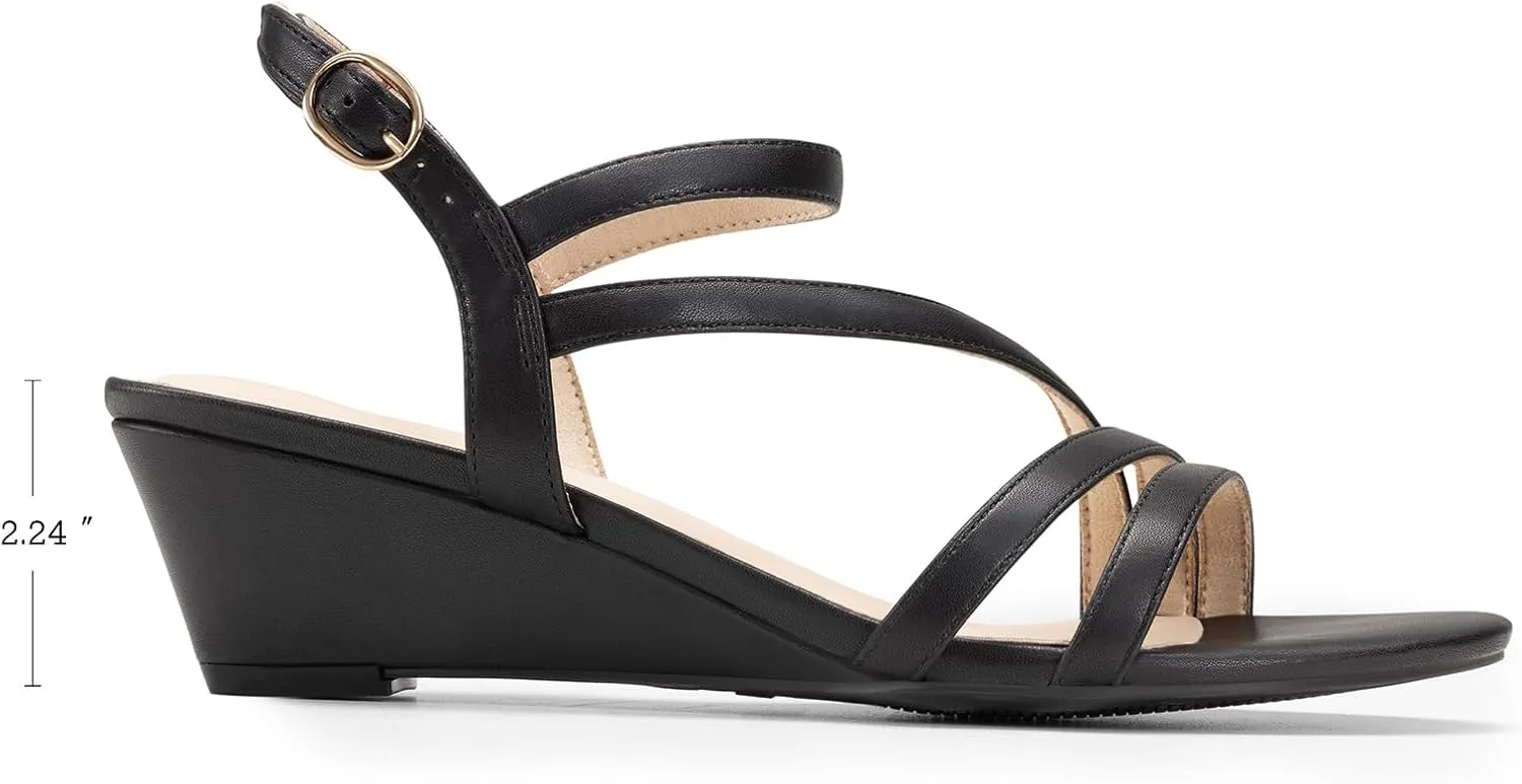 DREAM PAIRS Strappy Wrapped Dressy Wedge Sandals, Comfortable Ankle Strap Open Toe Evening Dress Wedding Dance Summer Shoes