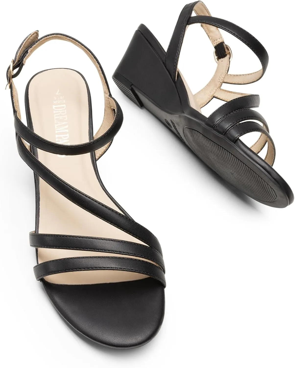 DREAM PAIRS Strappy Wrapped Dressy Wedge Sandals, Comfortable Ankle Strap Open Toe Evening Dress Wedding Dance Summer Shoes