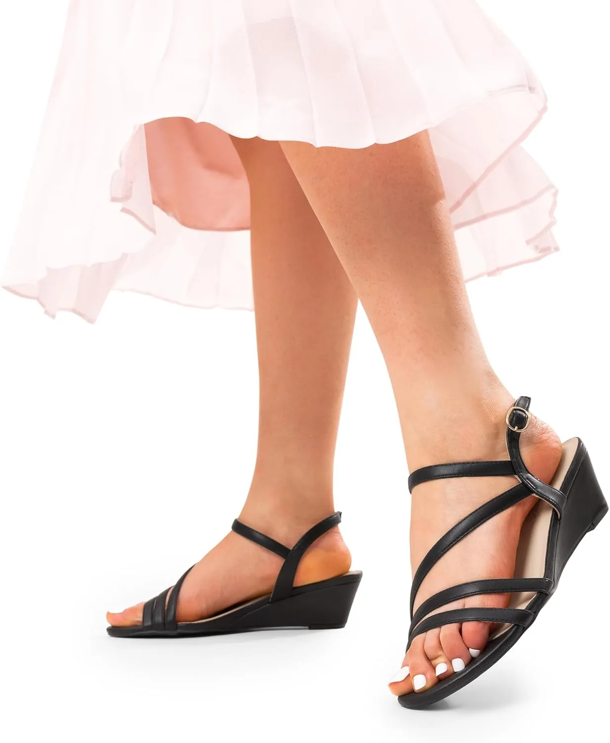 DREAM PAIRS Strappy Wrapped Dressy Wedge Sandals, Comfortable Ankle Strap Open Toe Evening Dress Wedding Dance Summer Shoes