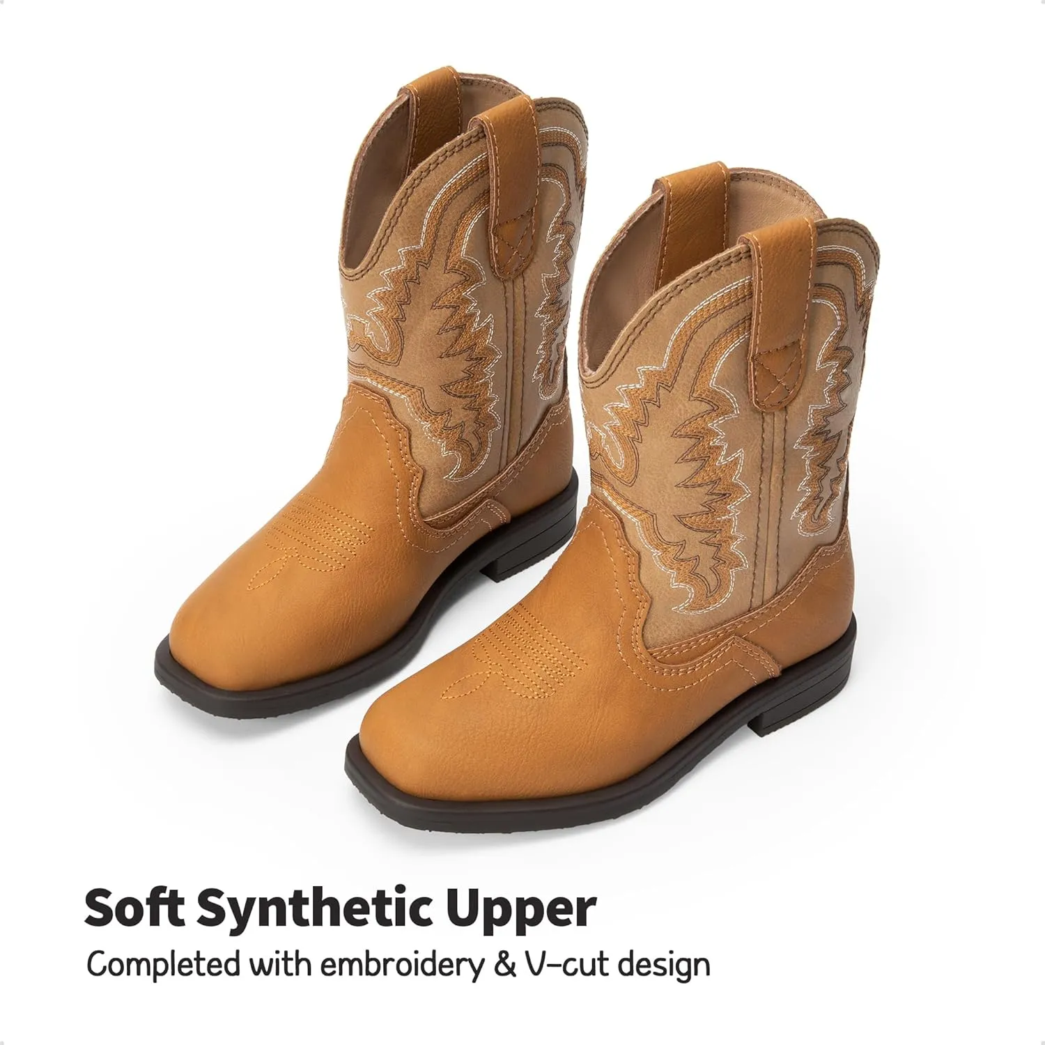 DREAM PAIRS Toddler Little Boys Girls Cowboy Boots Kids Western Square Toe Riding Mid Calf Boots