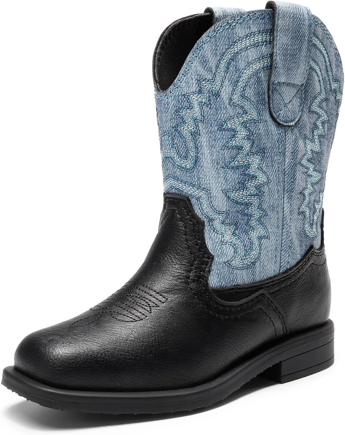 DREAM PAIRS Toddler Little Boys Girls Cowboy Boots Kids Western Square Toe Riding Mid Calf Boots