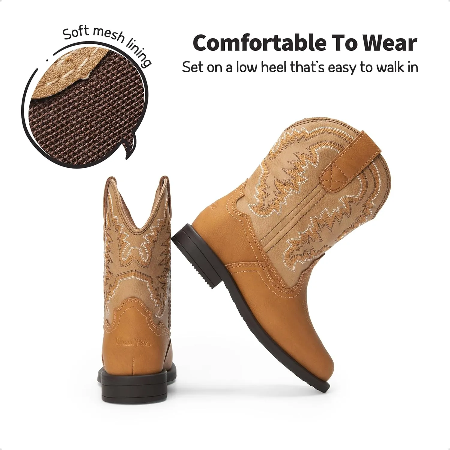 DREAM PAIRS Toddler Little Boys Girls Cowboy Boots Kids Western Square Toe Riding Mid Calf Boots