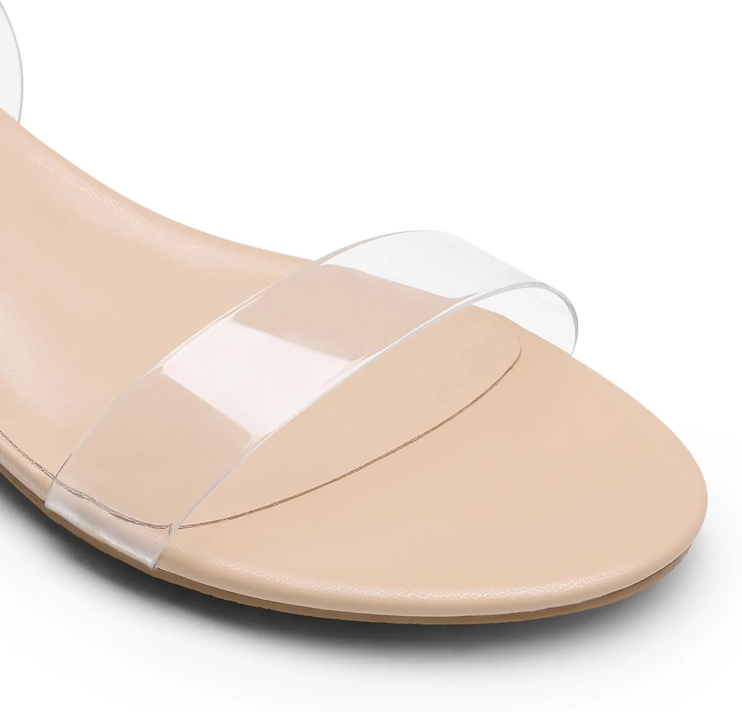 DREAM PAIRS Women Black White Nude Clear Sandals Low Heel Dressy Sandals Ankle Strap Open Toe Chunky Block Heeled Summer Classic Comfortable Flat Shoes