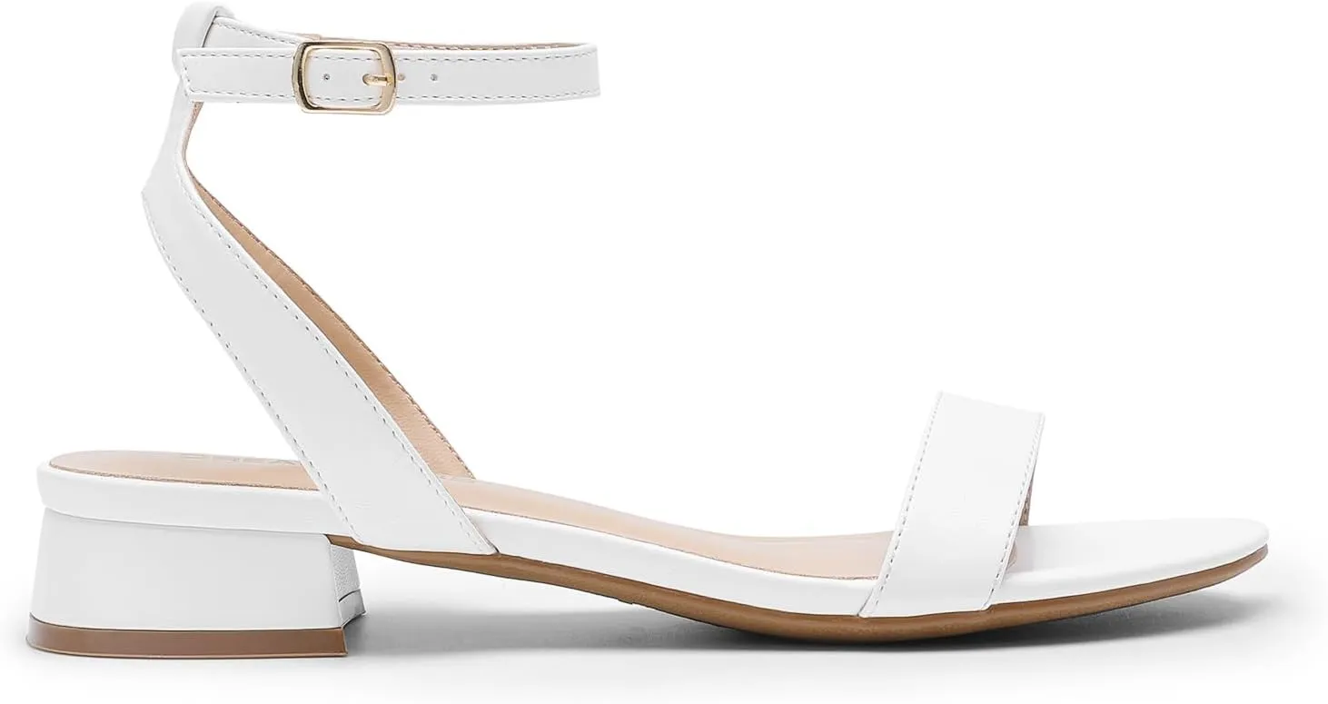 DREAM PAIRS Women Black White Nude Clear Sandals Low Heel Dressy Sandals Ankle Strap Open Toe Chunky Block Heeled Summer Classic Comfortable Flat Shoes
