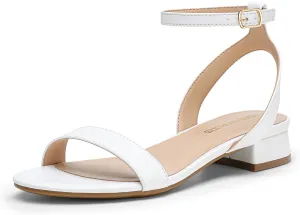 DREAM PAIRS Women Black White Nude Clear Sandals Low Heel Dressy Sandals Ankle Strap Open Toe Chunky Block Heeled Summer Classic Comfortable Flat Shoes