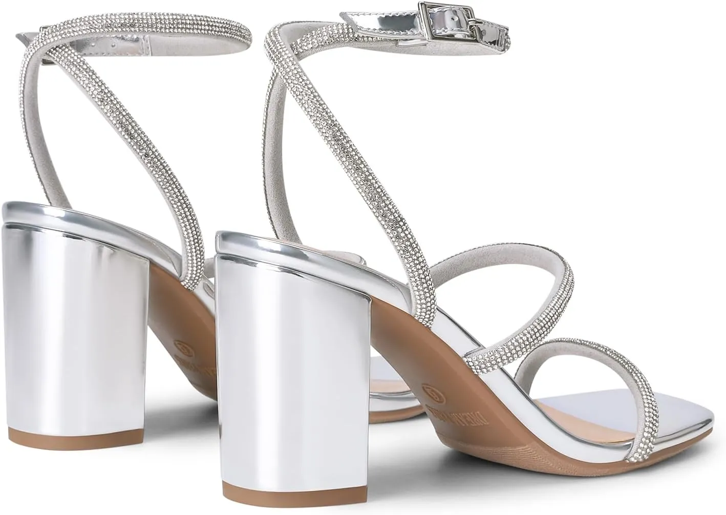 DREAM PAIRS Women Heels Chunky Square Open Toe Strappy Ankle Strap Block High Heeled Sandals for Dressy Wedding Comfortable Shoes