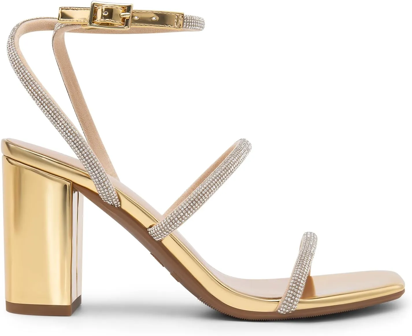 DREAM PAIRS Women Heels Chunky Square Open Toe Strappy Ankle Strap Block High Heeled Sandals for Dressy Wedding Comfortable Shoes