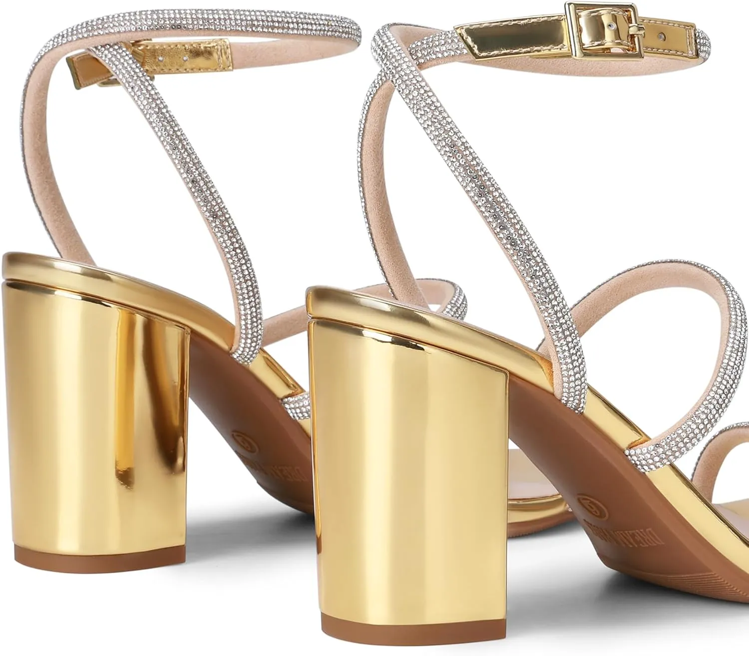 DREAM PAIRS Women Heels Chunky Square Open Toe Strappy Ankle Strap Block High Heeled Sandals for Dressy Wedding Comfortable Shoes
