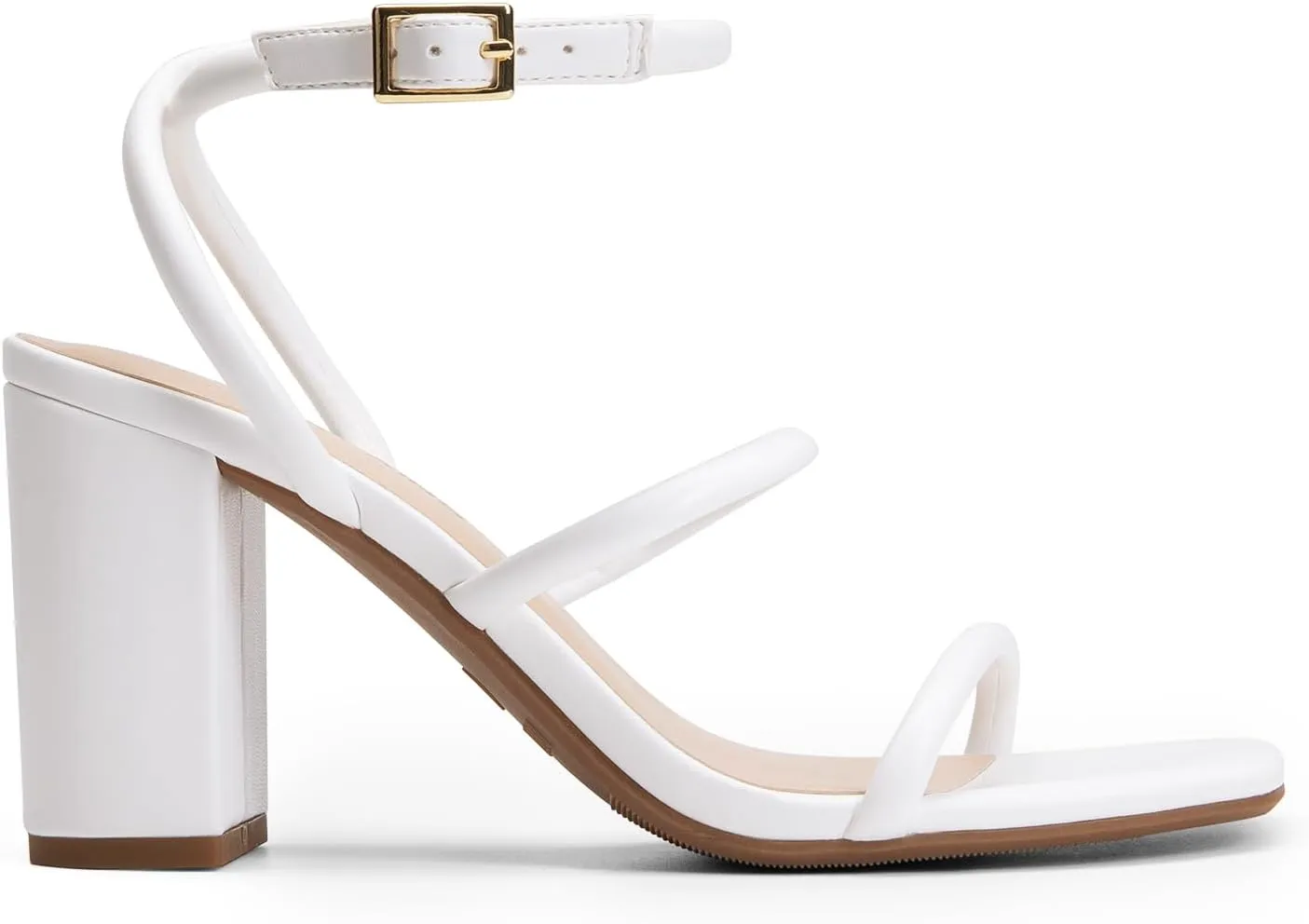 DREAM PAIRS Women Heels Chunky Square Open Toe Strappy Ankle Strap Block High Heeled Sandals for Dressy Wedding Comfortable Shoes