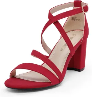 DREAM PAIRS Women’s Ankle Strap Dress Pump Low Chunky Heel Sandals