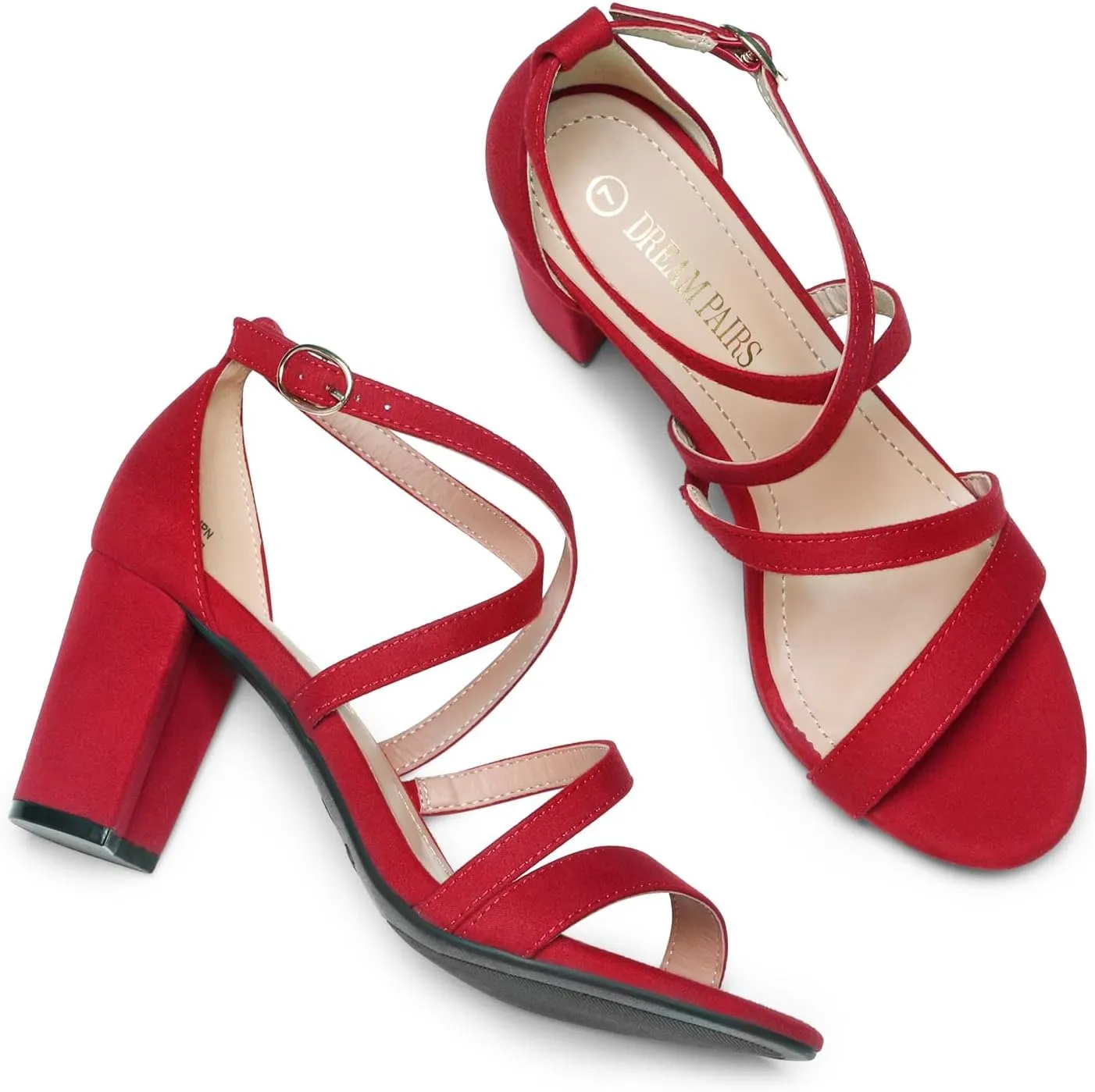 DREAM PAIRS Women’s Ankle Strap Dress Pump Low Chunky Heel Sandals