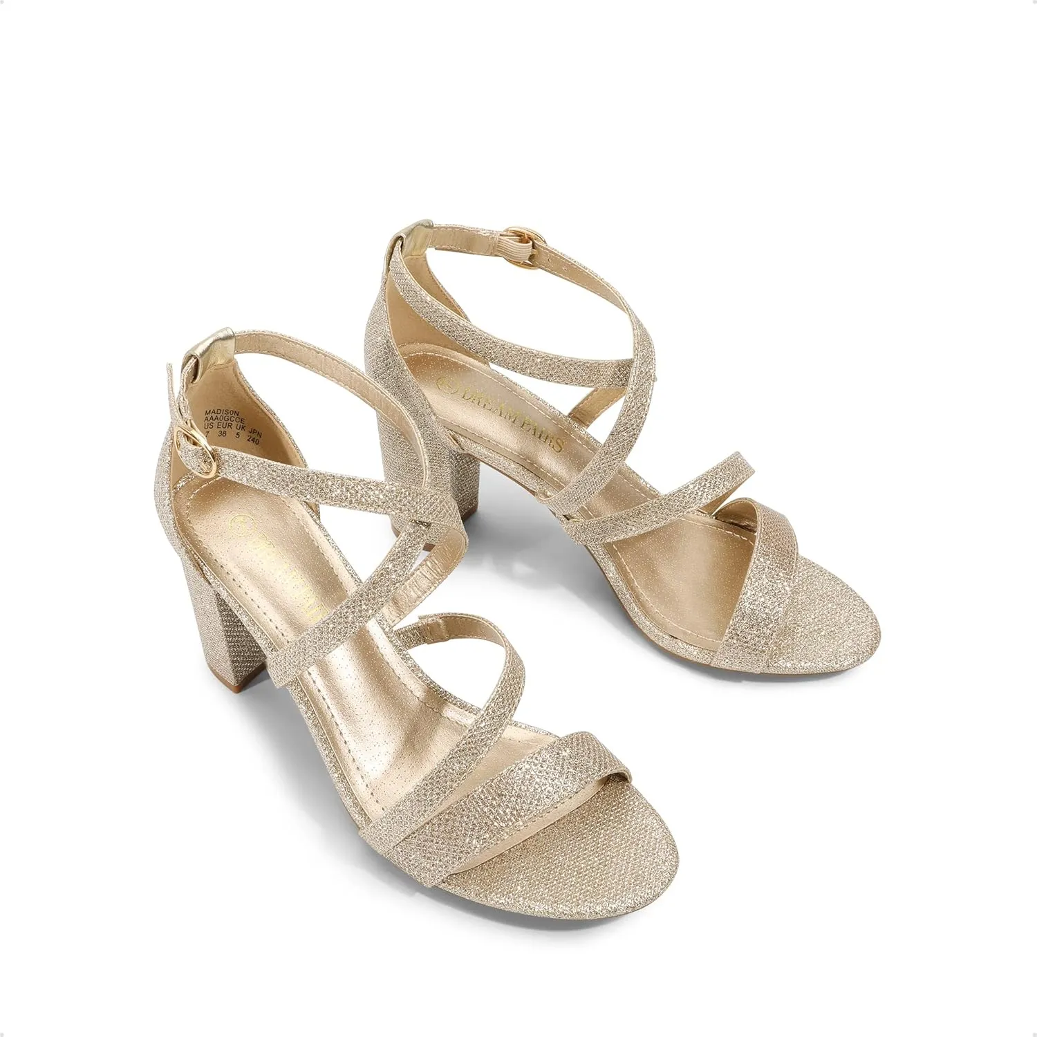 DREAM PAIRS Women’s Ankle Strap Dress Pump Low Chunky Heel Sandals