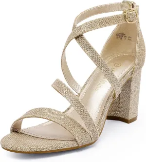 DREAM PAIRS Women’s Ankle Strap Dress Pump Low Chunky Heel Sandals