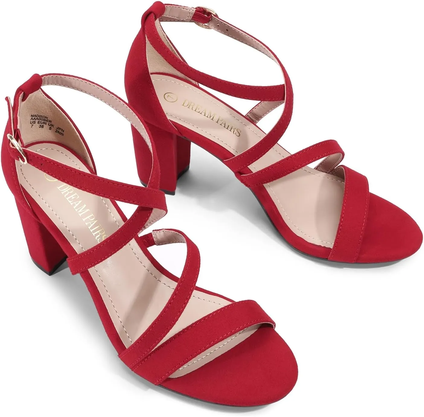 DREAM PAIRS Women’s Ankle Strap Dress Pump Low Chunky Heel Sandals