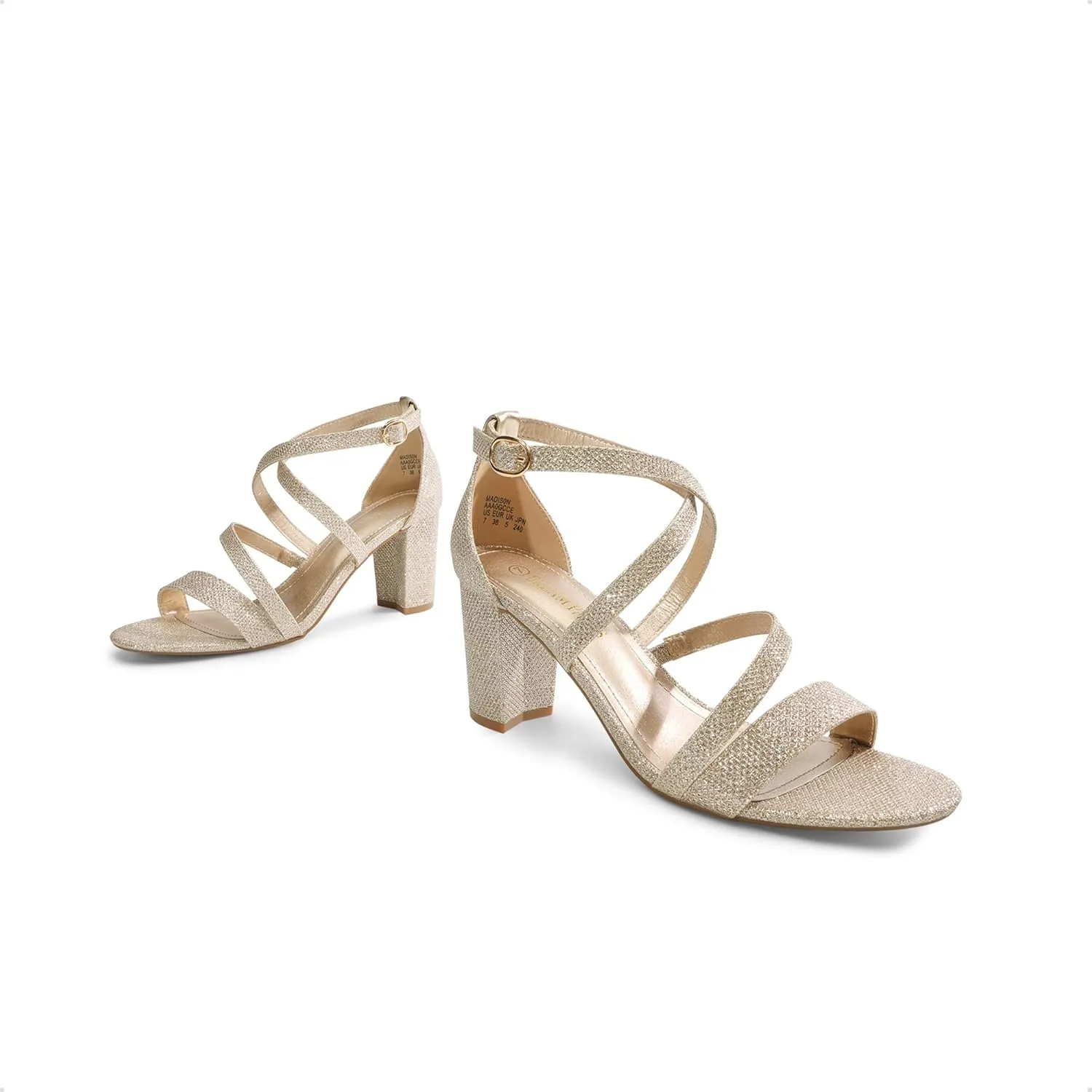 DREAM PAIRS Women’s Ankle Strap Dress Pump Low Chunky Heel Sandals