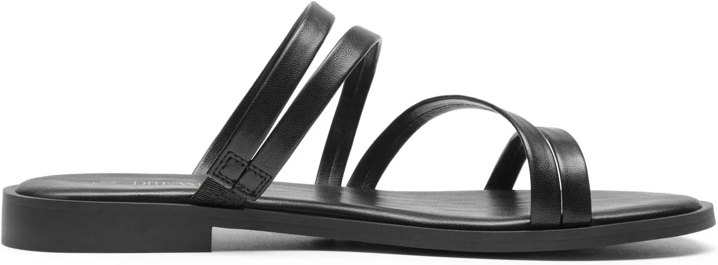 DREAM PAIRS Women's Clear Studded Rhinestone Slide Sandals Slip on Open Toe Cute Flat Sandals for Summer