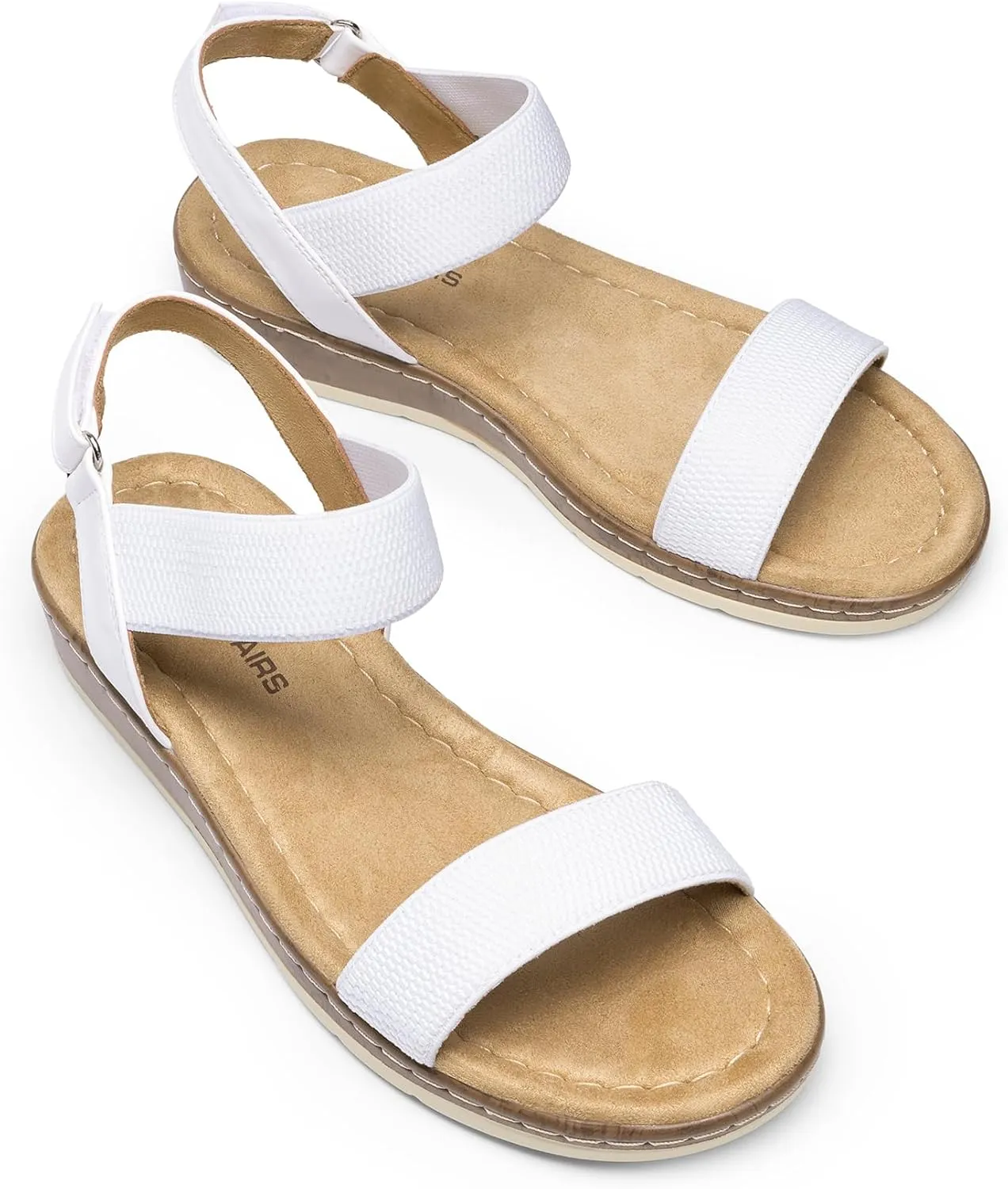 DREAM PAIRS Women's Comfortable Dressy Cork Low Wedge Heels Cute Summer One Band Casual Flat Sandals with Adjustable Ankle Strap
