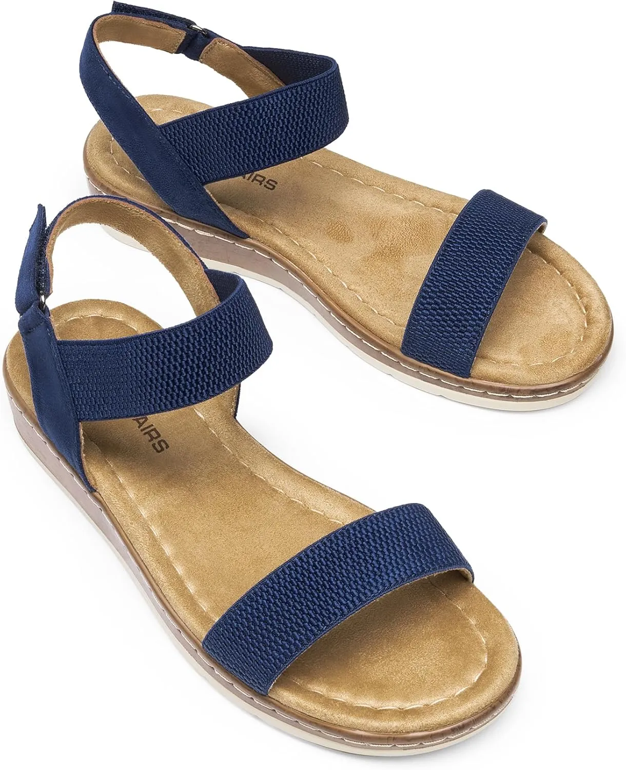 DREAM PAIRS Women's Comfortable Dressy Cork Low Wedge Heels Cute Summer One Band Casual Flat Sandals with Adjustable Ankle Strap