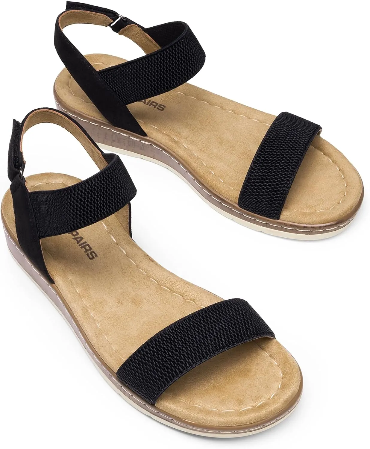 DREAM PAIRS Women's Comfortable Dressy Cork Low Wedge Heels Cute Summer One Band Casual Flat Sandals with Adjustable Ankle Strap