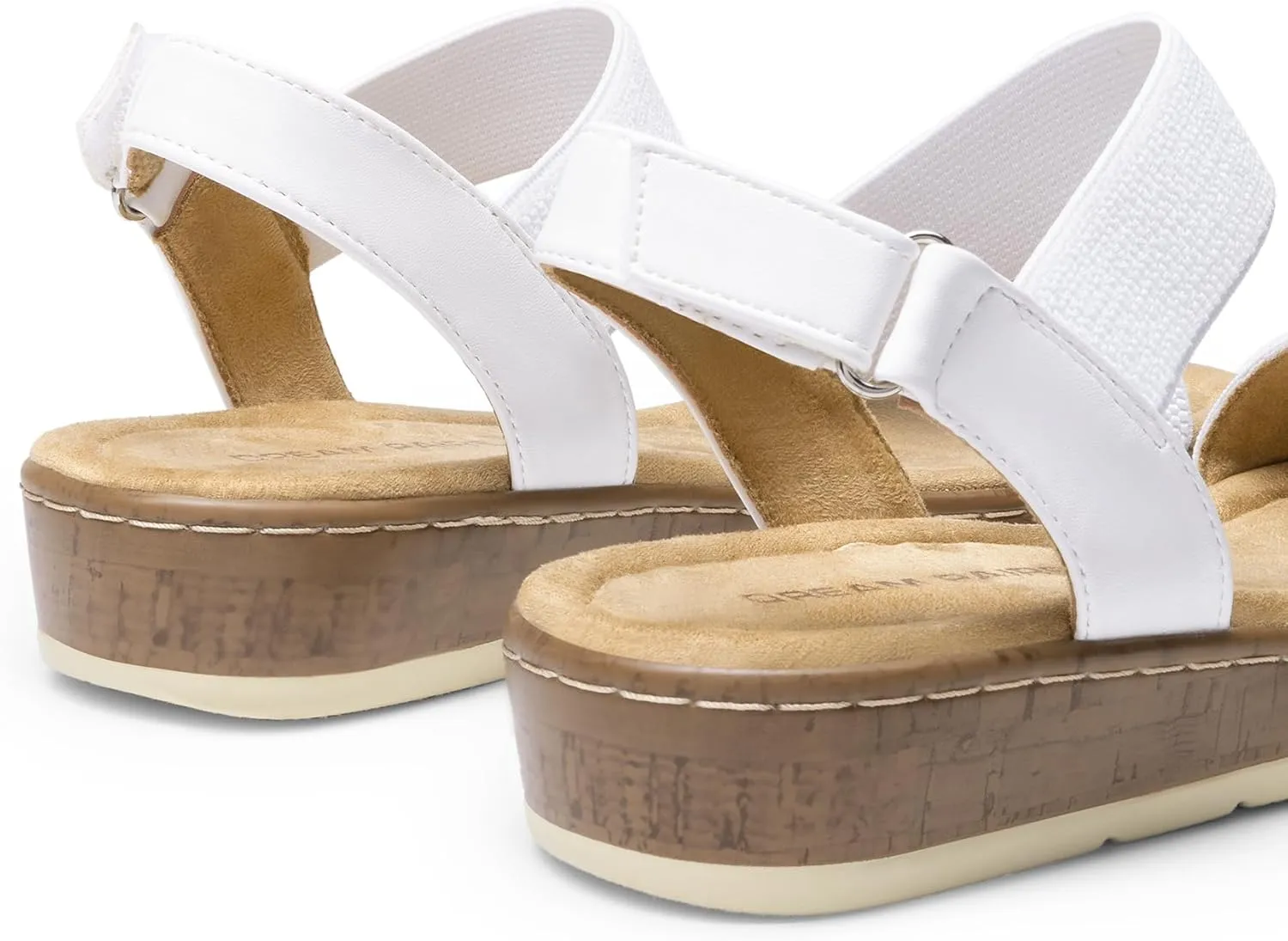 DREAM PAIRS Women's Comfortable Dressy Cork Low Wedge Heels Cute Summer One Band Casual Flat Sandals with Adjustable Ankle Strap