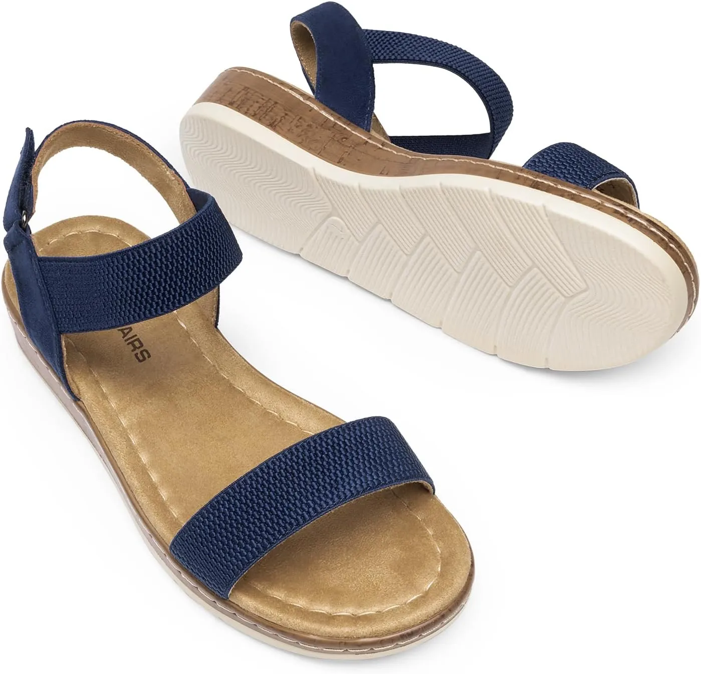DREAM PAIRS Women's Comfortable Dressy Cork Low Wedge Heels Cute Summer One Band Casual Flat Sandals with Adjustable Ankle Strap