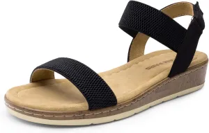 DREAM PAIRS Women's Comfortable Dressy Cork Low Wedge Heels Cute Summer One Band Casual Flat Sandals with Adjustable Ankle Strap