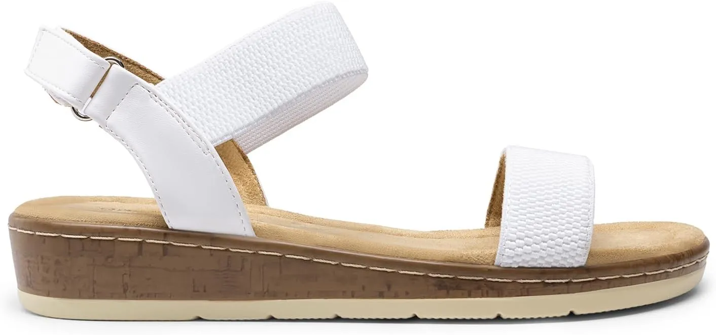 DREAM PAIRS Women's Comfortable Dressy Cork Low Wedge Heels Cute Summer One Band Casual Flat Sandals with Adjustable Ankle Strap