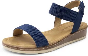 DREAM PAIRS Women's Comfortable Dressy Cork Low Wedge Heels Cute Summer One Band Casual Flat Sandals with Adjustable Ankle Strap