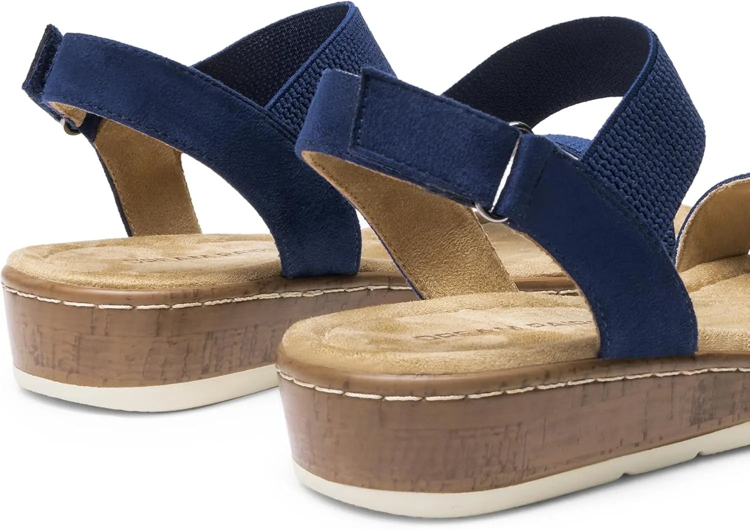 DREAM PAIRS Women's Comfortable Dressy Cork Low Wedge Heels Cute Summer One Band Casual Flat Sandals with Adjustable Ankle Strap