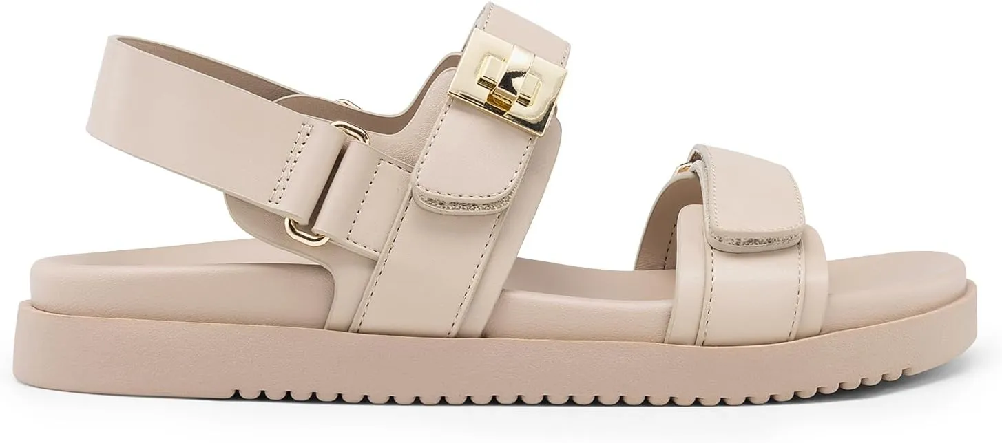 DREAM PAIRS Women's Comfortable Open Toe Flat Sandals Fashion One Band Summer Dessy Sandals