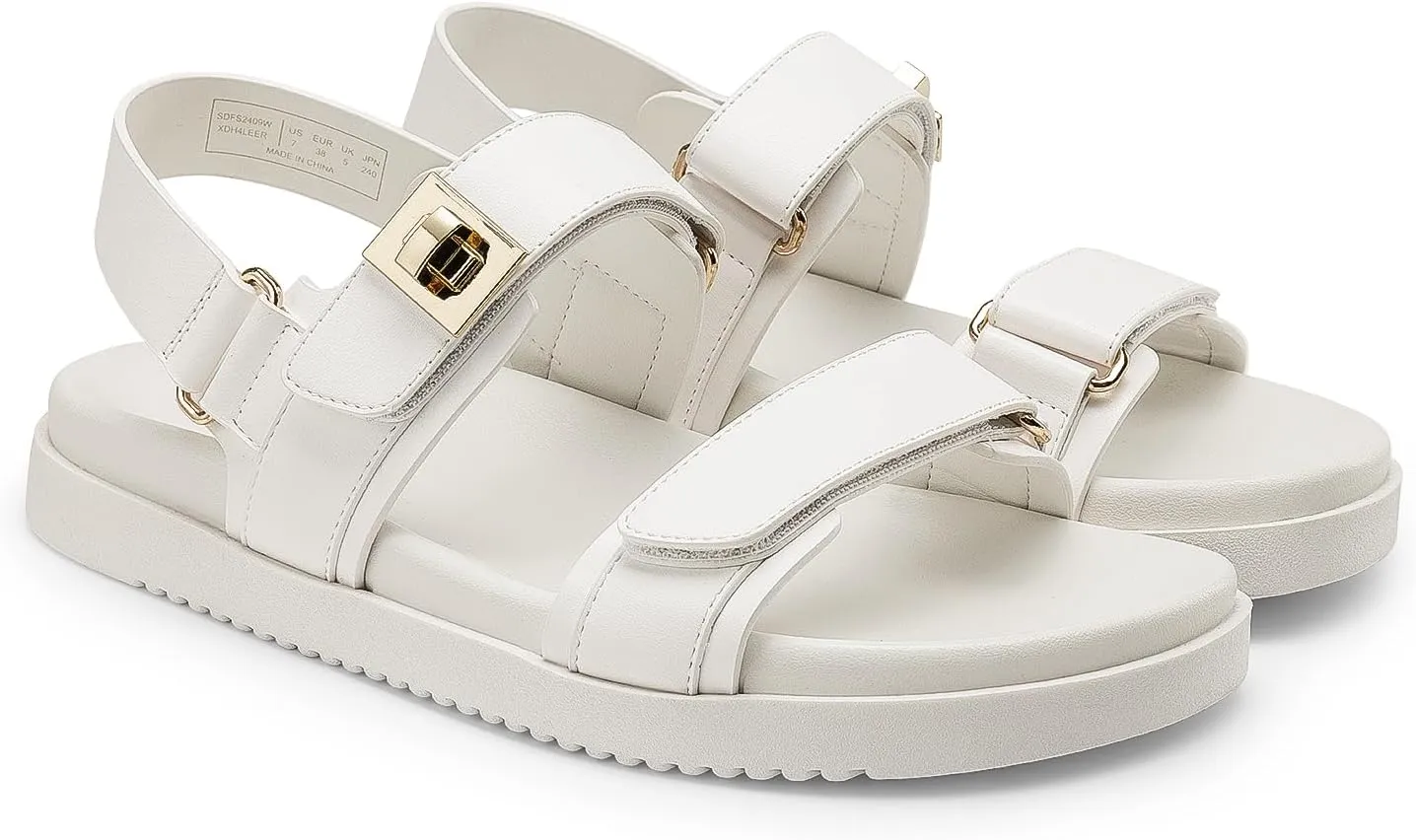 DREAM PAIRS Women's Comfortable Open Toe Flat Sandals Fashion One Band Summer Dessy Sandals