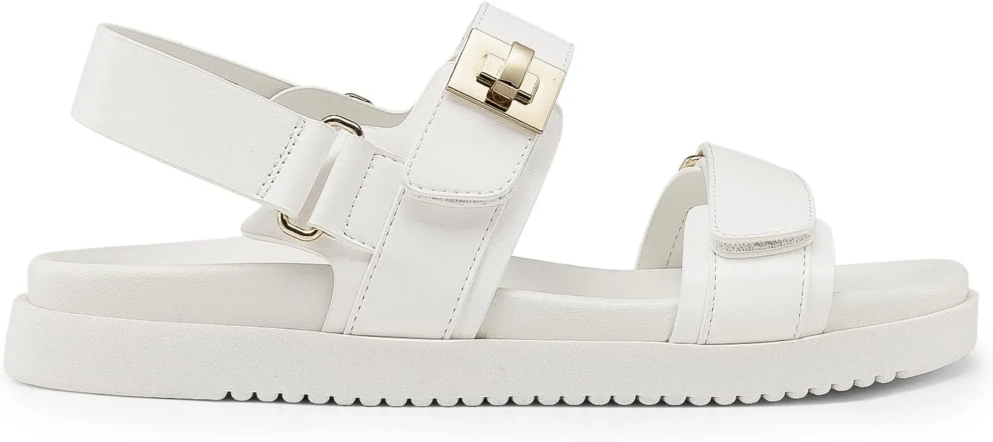 DREAM PAIRS Women's Comfortable Open Toe Flat Sandals Fashion One Band Summer Dessy Sandals