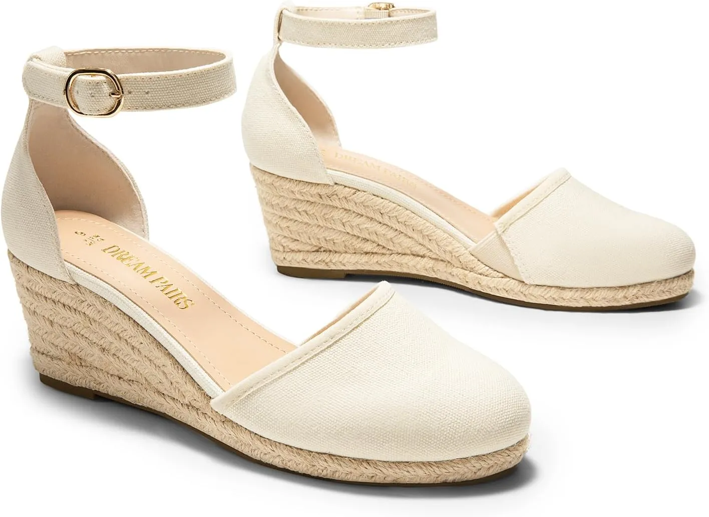 DREAM PAIRS Women's Espadrilles Closed Toe Ankle Strap Dressy Platform Wedge Sandals