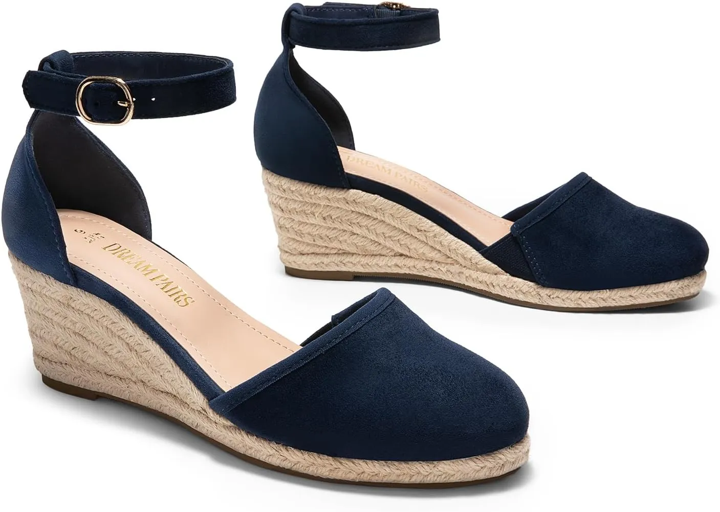 DREAM PAIRS Women's Espadrilles Closed Toe Ankle Strap Dressy Platform Wedge Sandals