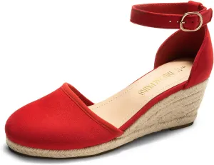 DREAM PAIRS Women's Espadrilles Closed Toe Ankle Strap Dressy Platform Wedge Sandals