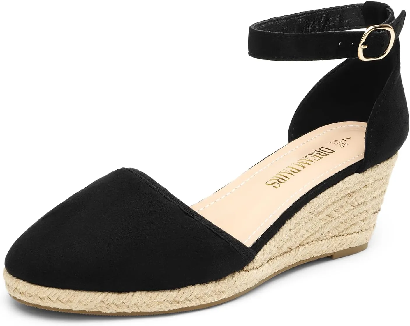 DREAM PAIRS Women's Espadrilles Closed Toe Ankle Strap Dressy Platform Wedge Sandals