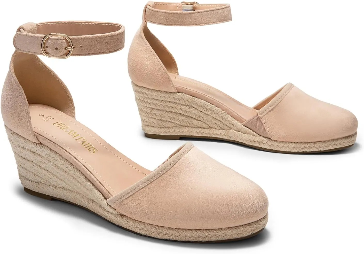 DREAM PAIRS Women's Espadrilles Closed Toe Ankle Strap Dressy Platform Wedge Sandals