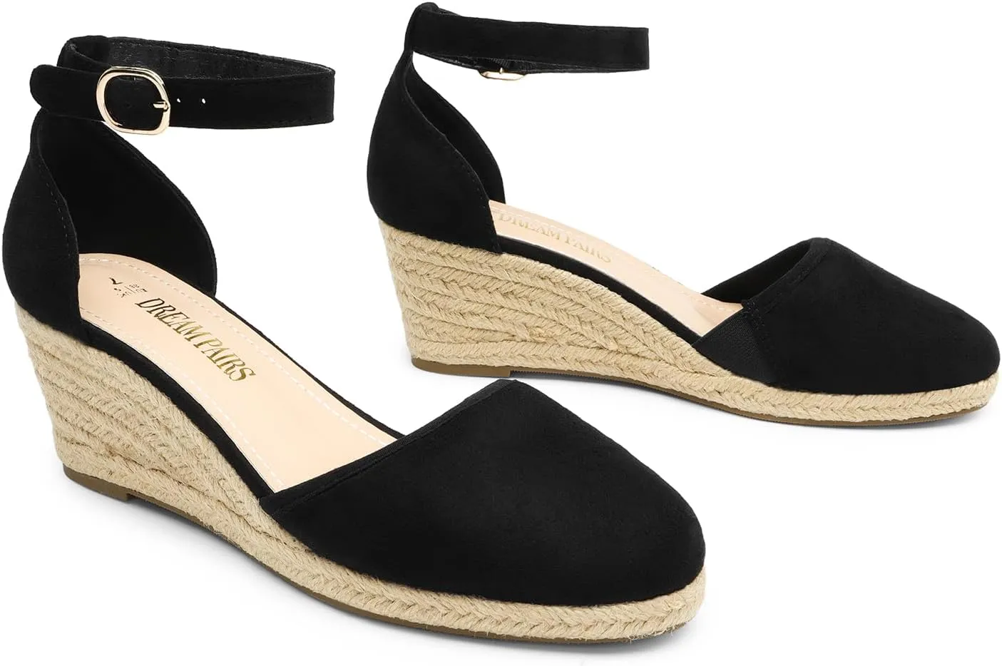 DREAM PAIRS Women's Espadrilles Closed Toe Ankle Strap Dressy Platform Wedge Sandals