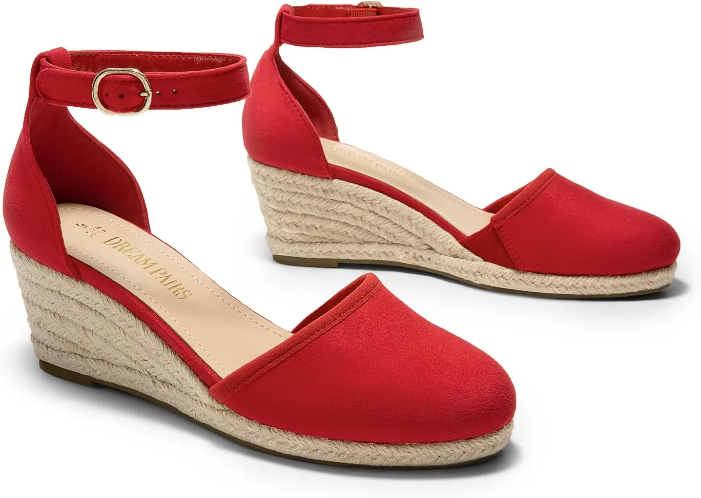 DREAM PAIRS Women's Espadrilles Closed Toe Ankle Strap Dressy Platform Wedge Sandals