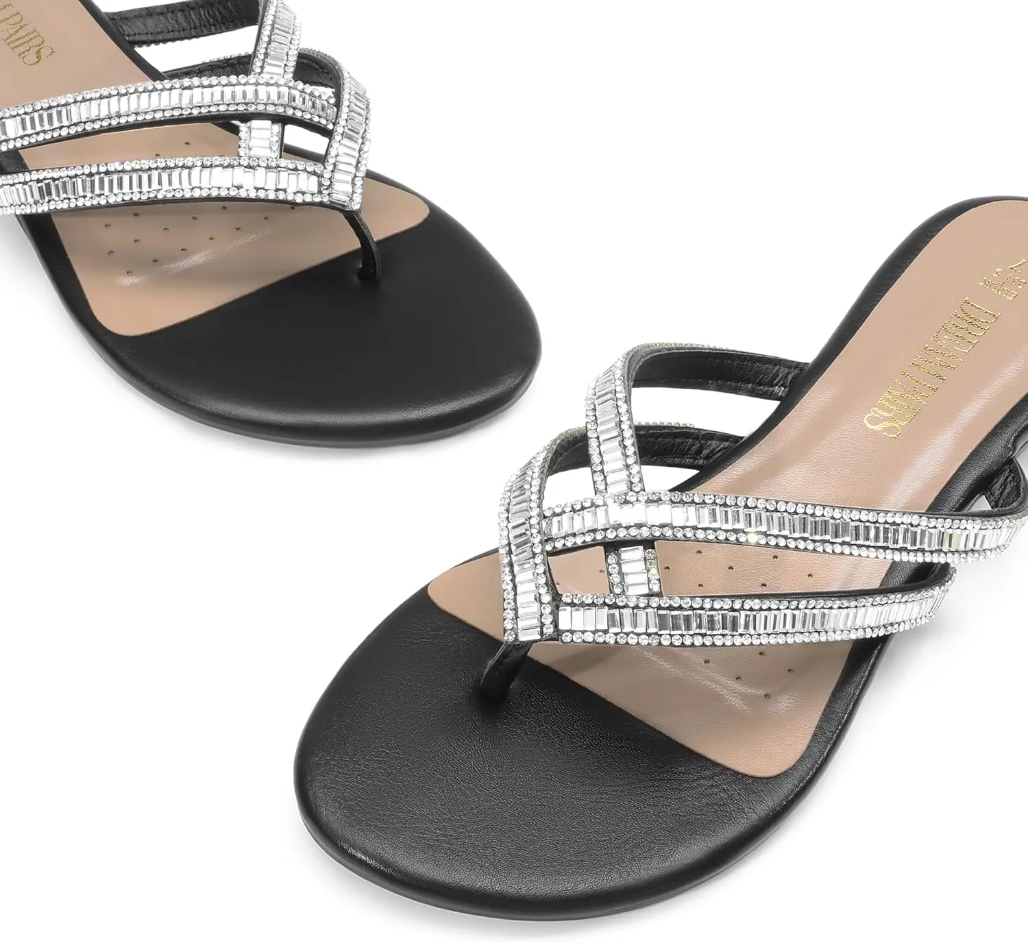 DREAM PAIRS Women's Fashion Rhinestones Design Slides Sandals