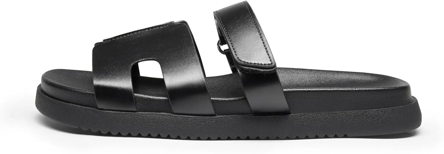 DREAM PAIRS Women's Flat Slide Sandals, Comfortable Slip On Platform Sandals For Women Dressy Summer