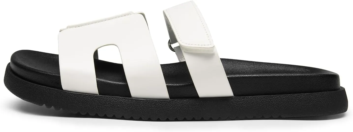 DREAM PAIRS Women's Flat Slide Sandals, Comfortable Slip On Platform Sandals For Women Dressy Summer