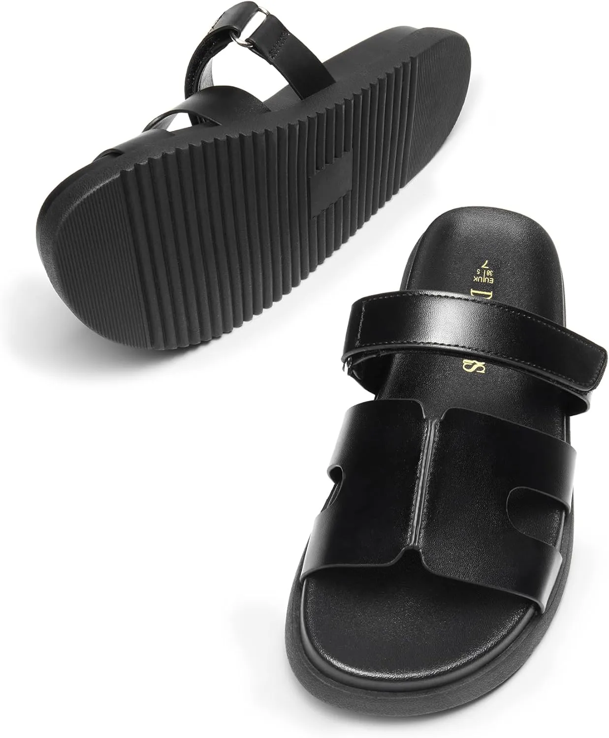 DREAM PAIRS Women's Flat Slide Sandals, Comfortable Slip On Platform Sandals For Women Dressy Summer