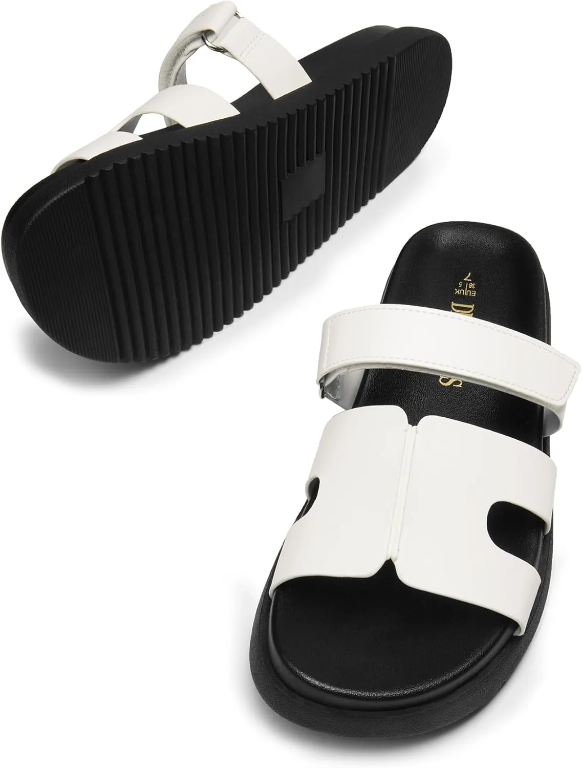 DREAM PAIRS Women's Flat Slide Sandals, Comfortable Slip On Platform Sandals For Women Dressy Summer