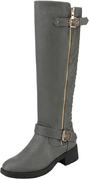 DREAM PAIRS Women's Knee High Boots Wide Calf Low Heel Riding Boots Fall Tall Boots for Women