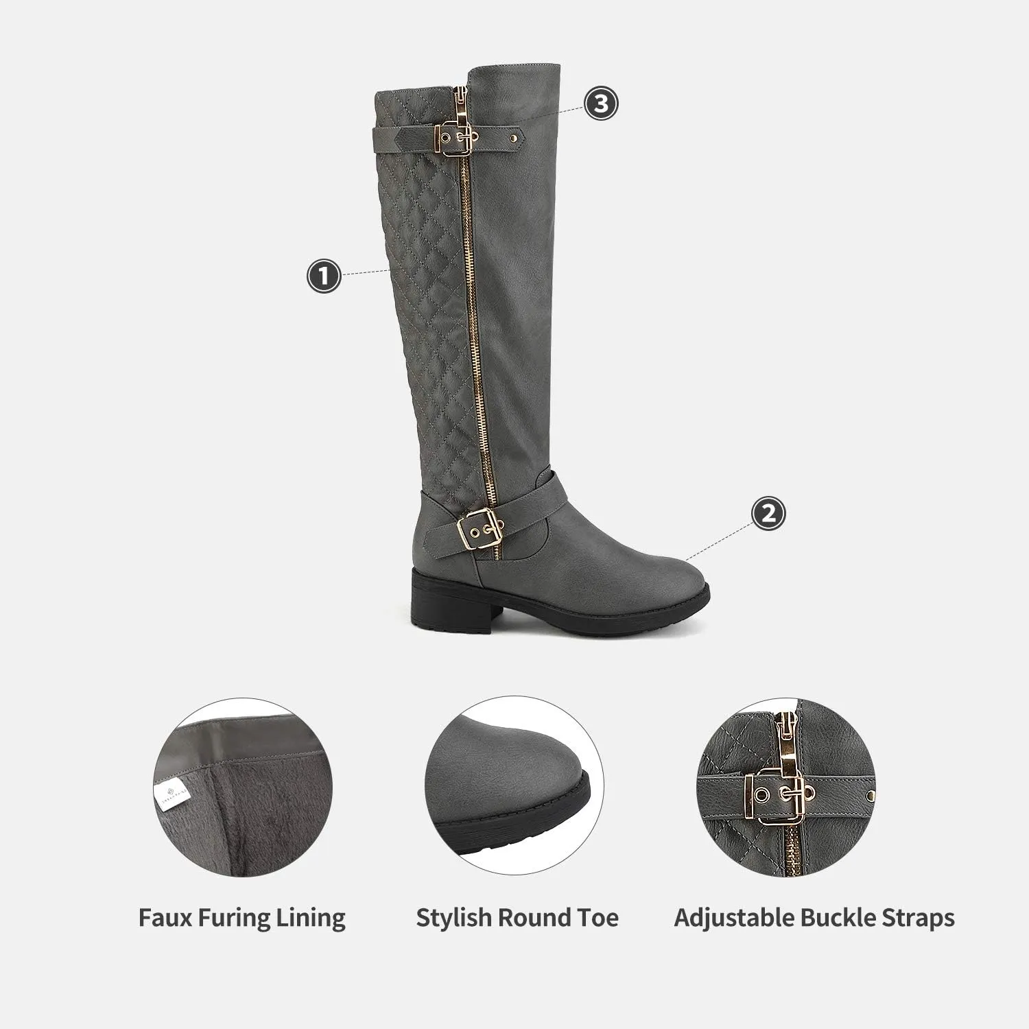 DREAM PAIRS Women's Knee High Boots Wide Calf Low Heel Riding Boots Fall Tall Boots for Women