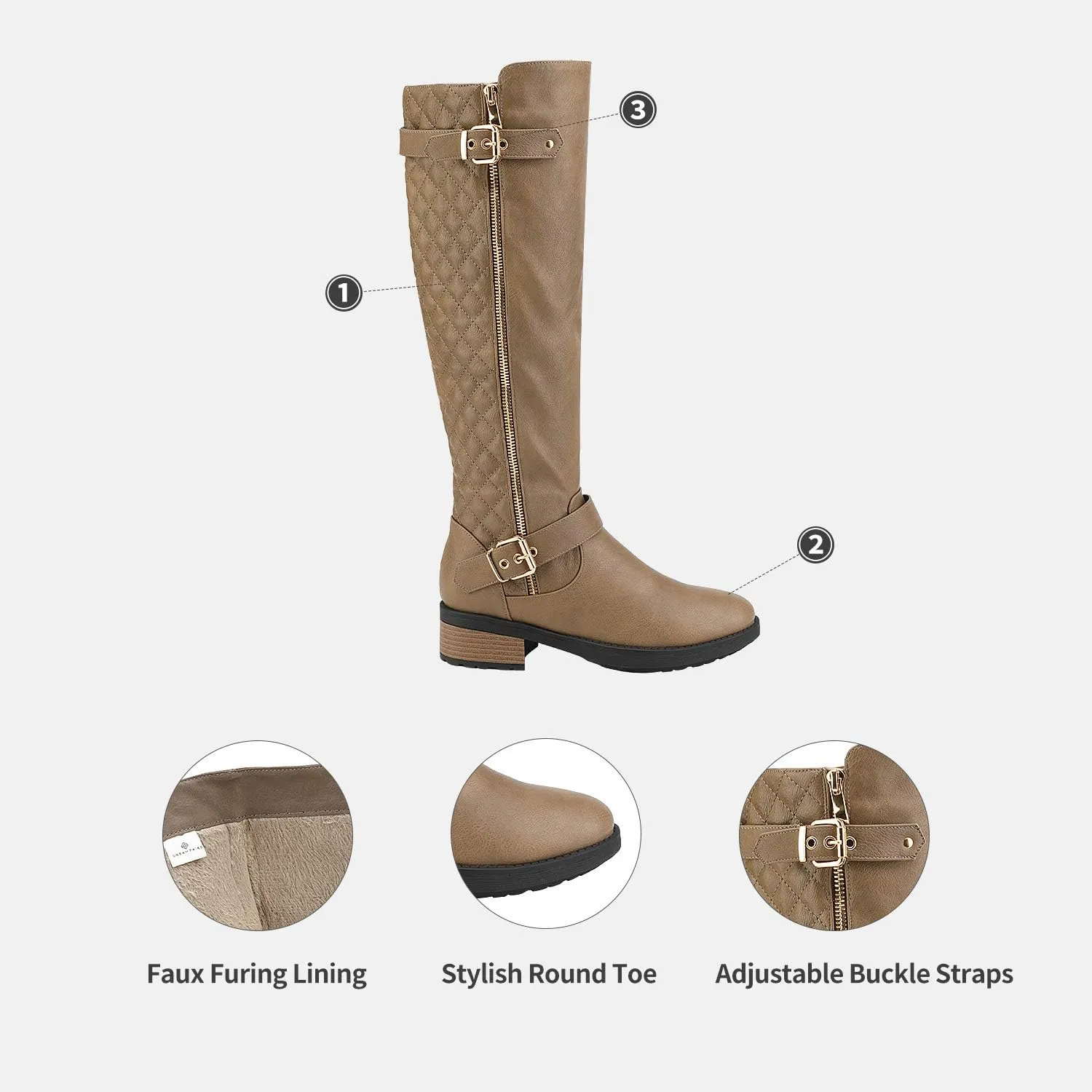 DREAM PAIRS Women's Knee High Boots Wide Calf Low Heel Riding Boots Fall Tall Boots for Women