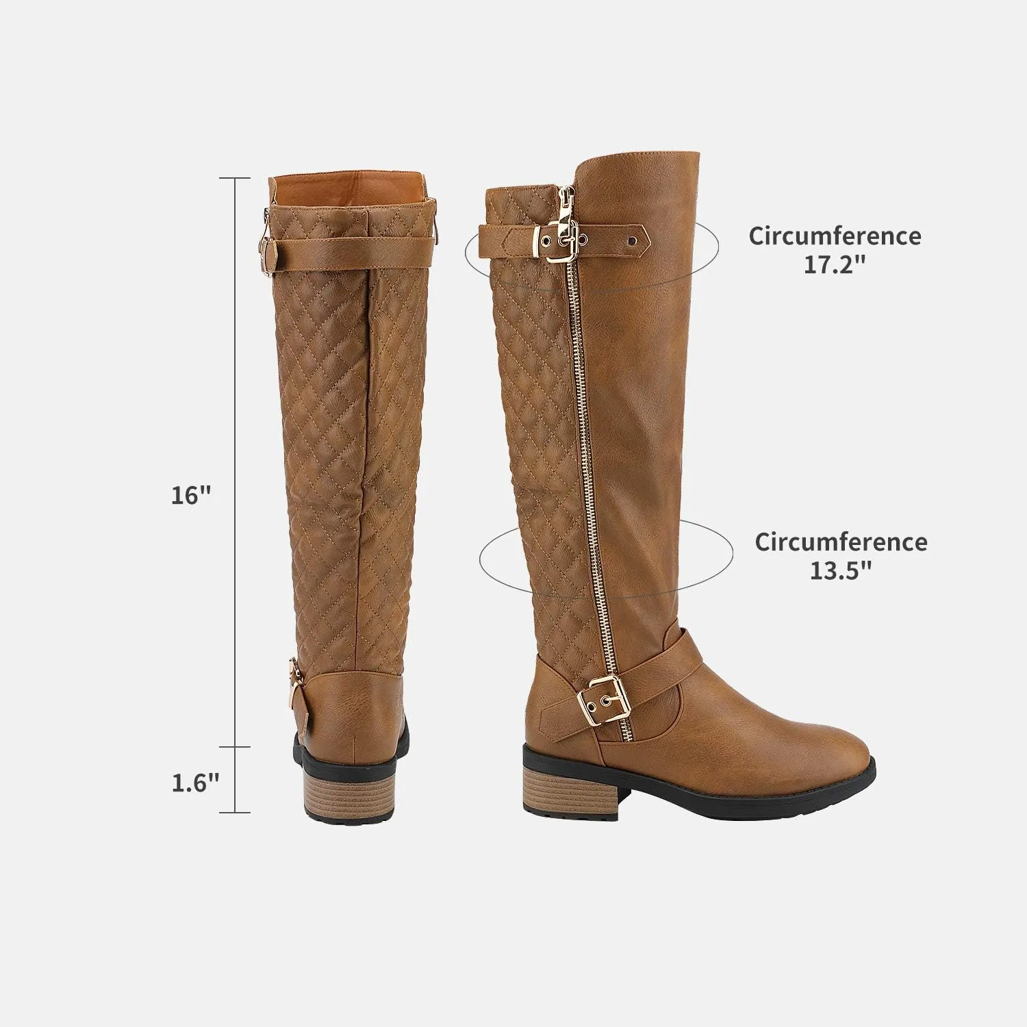 DREAM PAIRS Women's Knee High Boots Wide Calf Low Heel Riding Boots Fall Tall Boots for Women